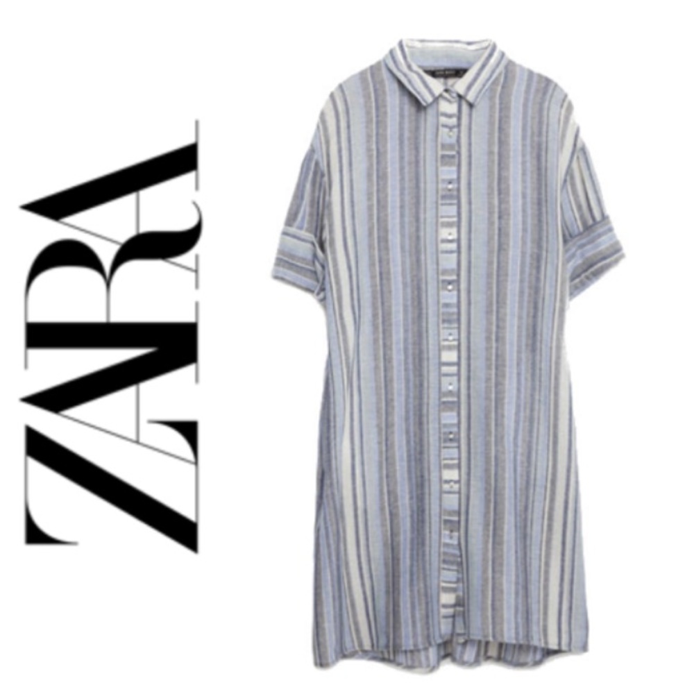GORGEOUS!  ZARA Basic striped tunic/shirt dress XS - Picture 6 of 6